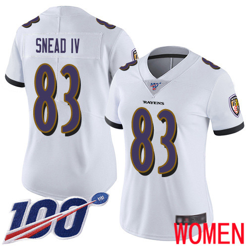 Baltimore Ravens Limited White Women Willie Snead IV Road Jersey NFL Football #83 100th Season Vapor Untouchable